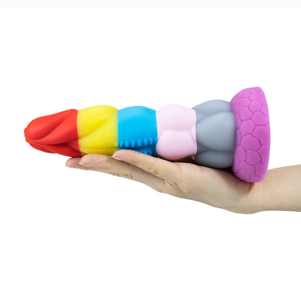 Rainbow Liquid Silicone Suction Cup Colourful Dildo Sex Machine Attachments