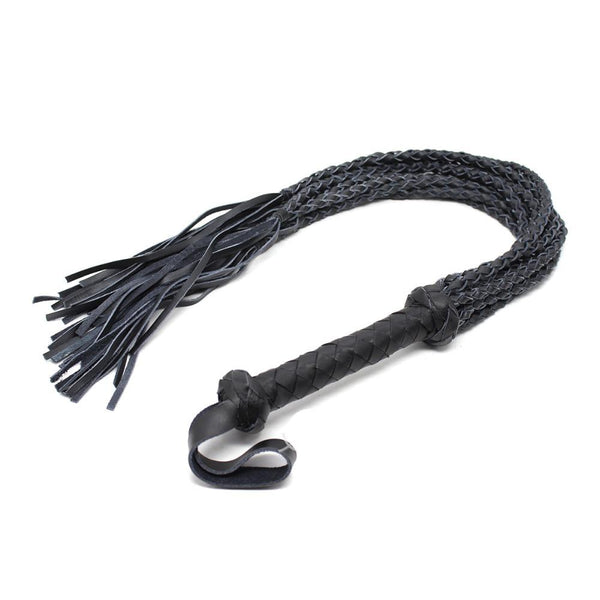 Genuine Leather Braided Flogger Black Sex Whip  Spanking Fetish Floggers