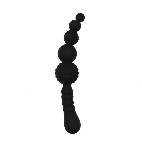 Black Flexible Dildo Silicone Butt Plug Anal Beads Double Ended Anal Balls & Beads