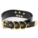Bdsm Black Faux Leather Silver Gold O Ring Submissive Collar