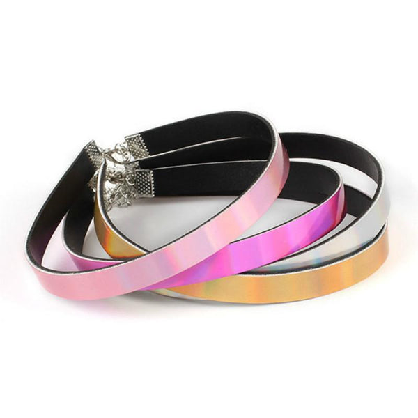 Day Collar Holographic Choker Submissive Pu Leather Necklace Collars & Leashes