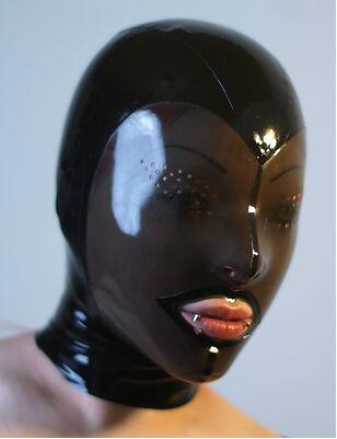 Fetish Mask With Back Zip Transparent Black Face Hood Latex