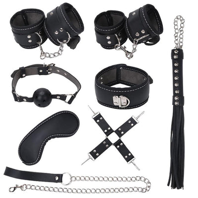 8 / Pcs   Set Fetish Kit Collar Gag Cuffs Leash Flogger Hogtie  Starter Kits