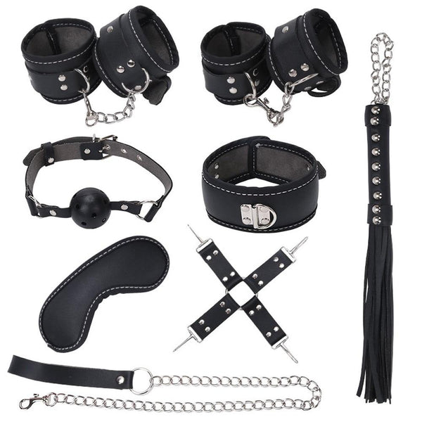 8 / Pcs   Set Fetish Kit Collar Gag Cuffs Leash Flogger Hogtie  Starter Kits