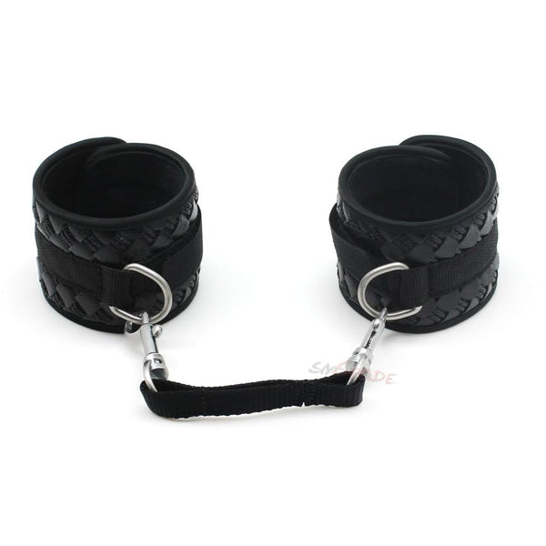 Black Faux Leather Handcuff  Restraints Cuffs & Shackles