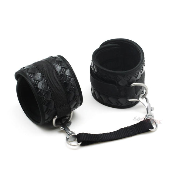 Black Faux Leather Handcuff  Restraints Cuffs & Shackles