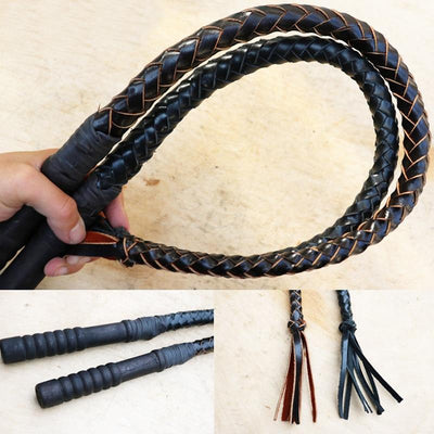Handmade Braided Leather Whip Spanking Impact Play   Floggers