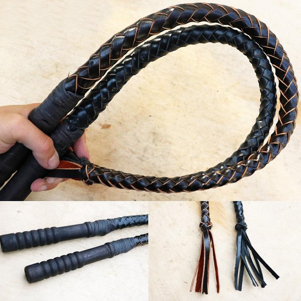 Handmade Braided Leather Whip Spanking Impact Play   Floggers
