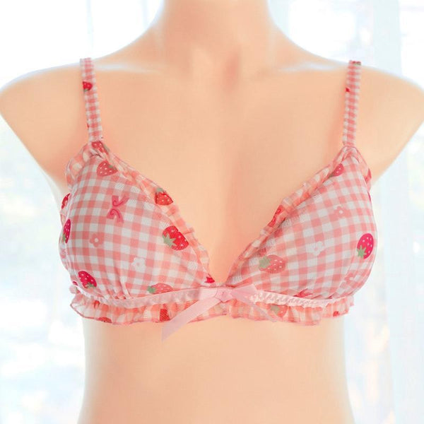 Strawberry Plaid Lingerie Set Bras & Bra Sets