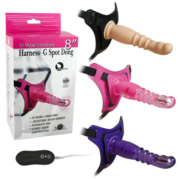 8 Inch Harness G Spot  Dildo Dong Strapon Belt Pegging Kit Strap Ons