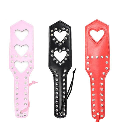 Leather Studded Spanking Paddle Heart Shaped Slave Whip  Fetish Paddles