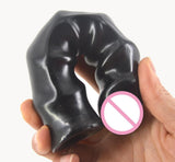 Faak 17Cm 6.7Inch Double Twist Dildo Dong Rubber Sex Toy 3Cm Thick Butt Plug Black