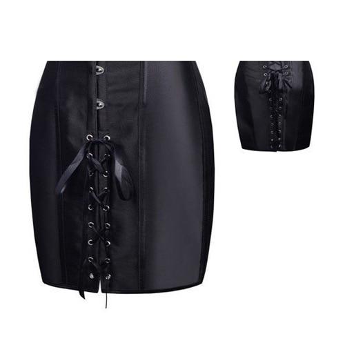 Black Long Waist Corset Dress Erotic Lingerie  Fetish Corsets