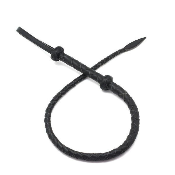 Black Microfiber Leather Braided Whip Spanking Play  Impact Toy Fetish Whips
