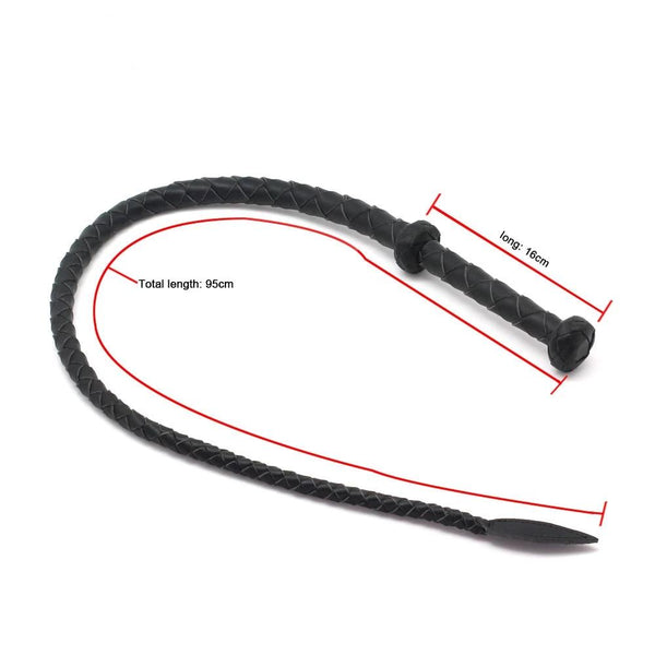 Black Microfiber Leather Braided Whip Spanking Play  Impact Toy Fetish Whips