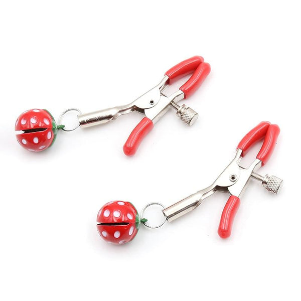 Cute Red Strawberry Bells Nipple Clamps Breast Clips  Kink Nipple & Clitoral Toys