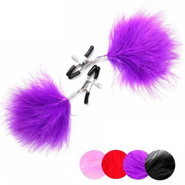 Fluffy Feather Nipple Clamps Breast  Kink Fetish Restraints Nipple & Clitoral Toys