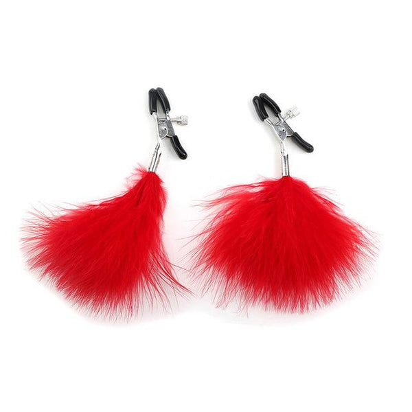 Fluffy Feather Nipple Clamps Breast  Kink Fetish Restraints Nipple & Clitoral Toys