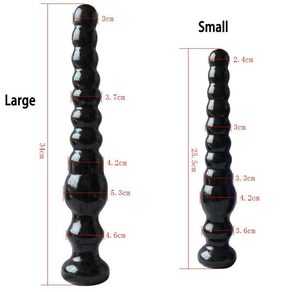 Small / Large Long Black Beads Butt Plug Prostate Massager Anal Play Fetish Prostate Stimulators