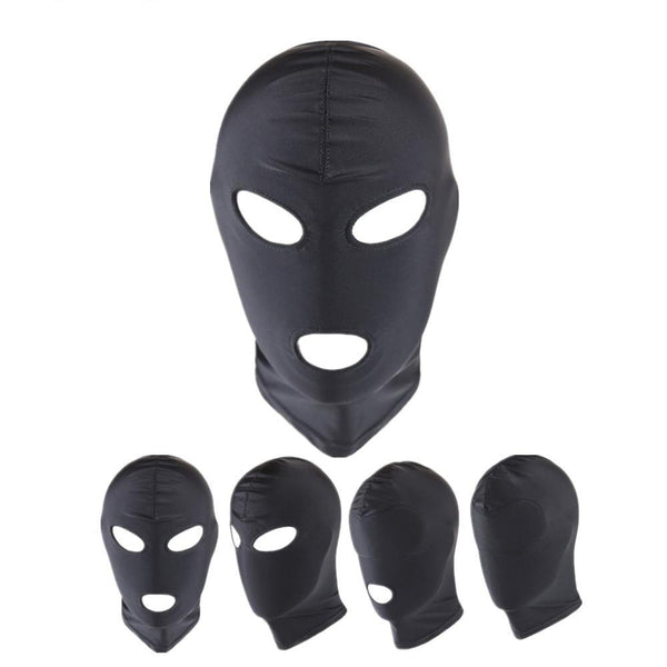 Black Hood Mask Stretchy  Head  Fetish Kink Restraints Hoods