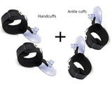 Black Suction Cup Handcuffs Ankle Cuffs Shower Restraints Bdsm Bondage