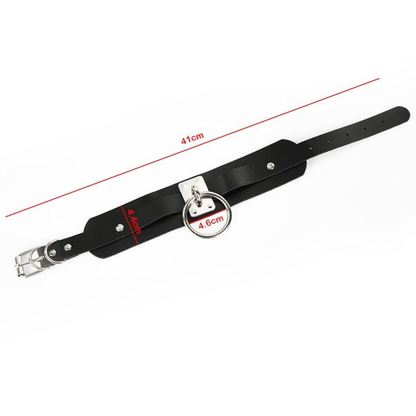 Big Ring Collar Black Red Slave  Fetish Kink Restraints Collars & Leashes