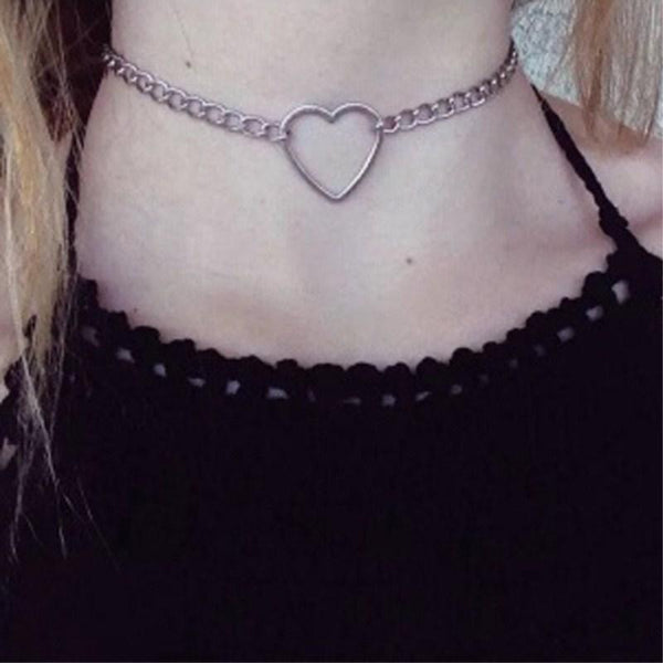 Gold Silver Heart Choker  Day Collar Submissive Necklace  Jewellery