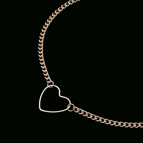 Gold Silver Heart Choker  Day Collar Submissive Necklace  Jewellery