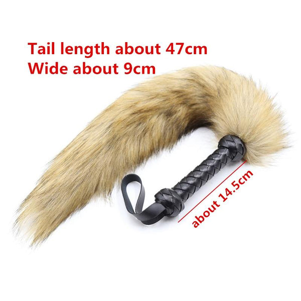 62Cm Fur Spanking Flogger Tail Sex Whip   Fetish Kink Floggers
