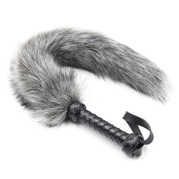 62Cm Fur Spanking Flogger Tail Sex Whip   Fetish Kink Floggers