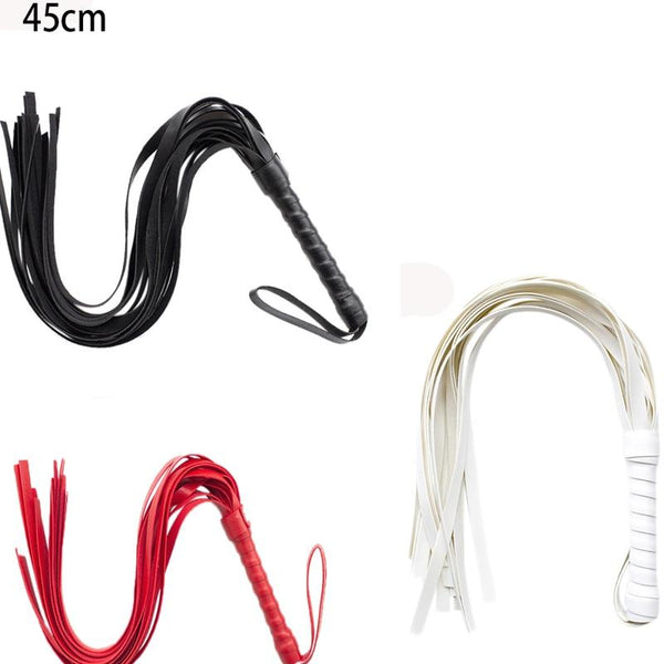 45Cm Black / White Red Flogger  Impact Play Spanking Whip Kink Fetish Floggers