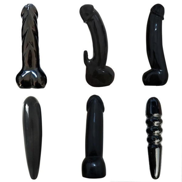 Natural Black Obsidian Massage Wand Dildo Sex Toys Women Realistic Dildos