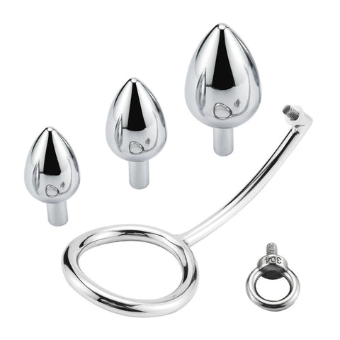 Stainless Steel Anal With Cock Metal Butt Plug Penis Ring