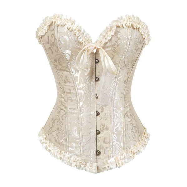 Ivory Cream Frill Corset Erotic Lingerie Fetish Corsets