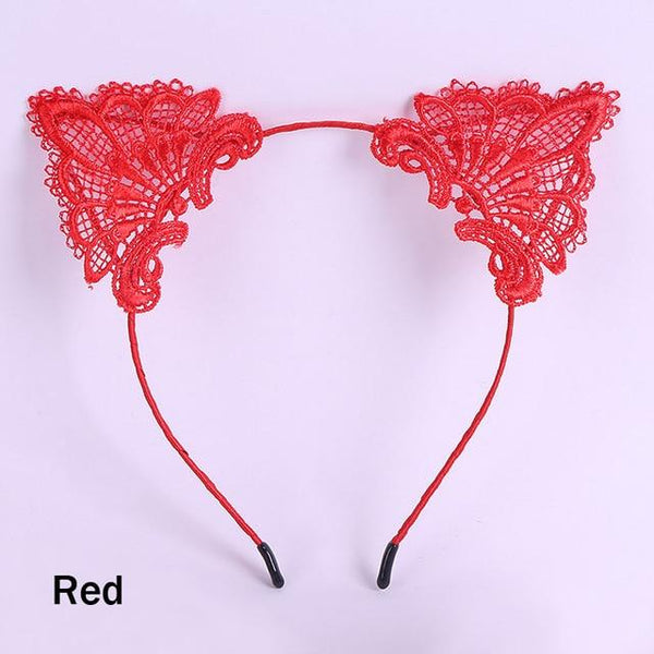 Lace Cat Ears Headband Kitten Cosplay  Accessories Pet Play