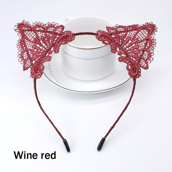 Lace Cat Ears Headband Kitten Cosplay  Accessories Pet Play