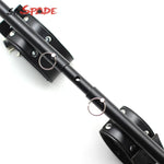 Expandable Metal Spreader Bar Black Red Locking Leather Cuffs Bdsm Restraints