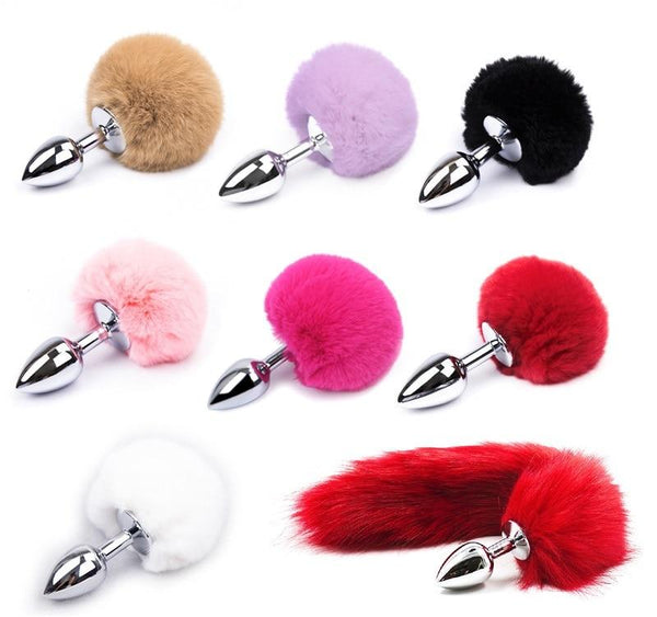 Fluffy Fox Bunny Tail Anal Plug Pet Play  Cosplay Non Vibrating Butt Plugs