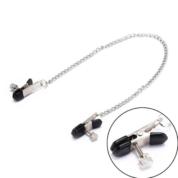 Stainless Steel Metal Chain Nipple Clamps   Restraints Kink Nipple & Clitoral Toys