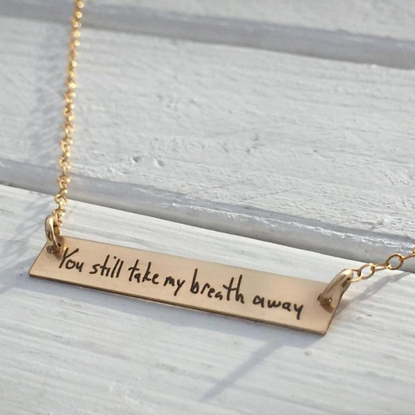 Personalized Bar Necklace Stainless Steel Engraved Name Pendant Jewellery   Jewellery