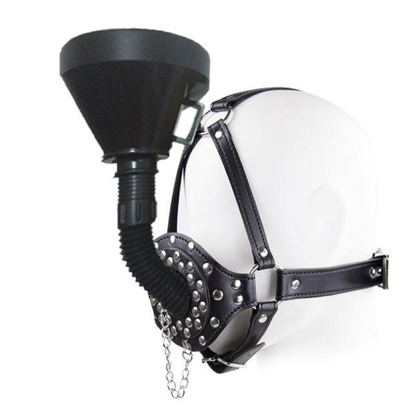 Black Funnel Gag Head Harness Play  Toy Water Sports  Gags