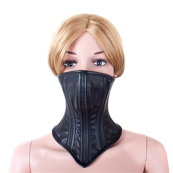 Black Leather Neck Corset Masked Mystery Submissive  Fetish Collars & Leashes