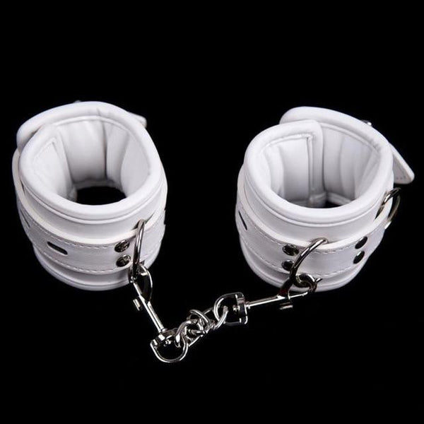 White Wrist Ankle Cuffs Spreader Bar  Kink Restraints Spreader Bars