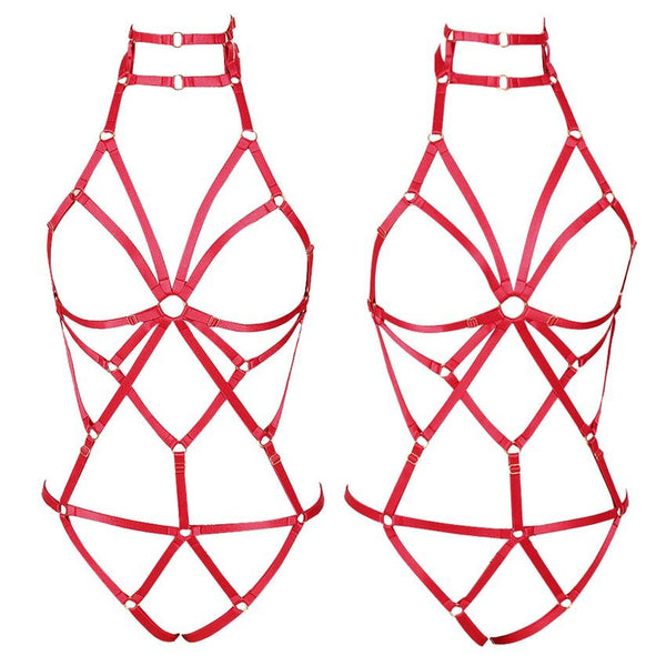 Red Elastic  Harness  Body Cage Accessories Erotic Lingerie Women   Clothing