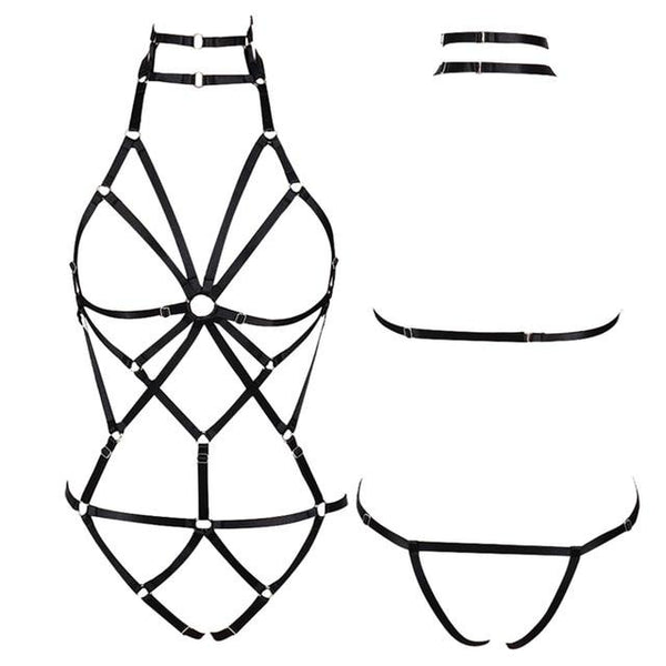 Red Elastic  Harness  Body Cage Accessories Erotic Lingerie Women   Clothing