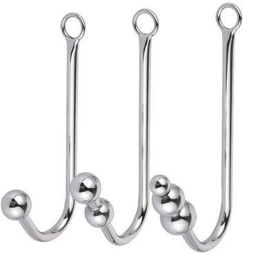 Stainless Steel  Anal Hook With Balls O Ring Butt Plug Anal Balls & Beads