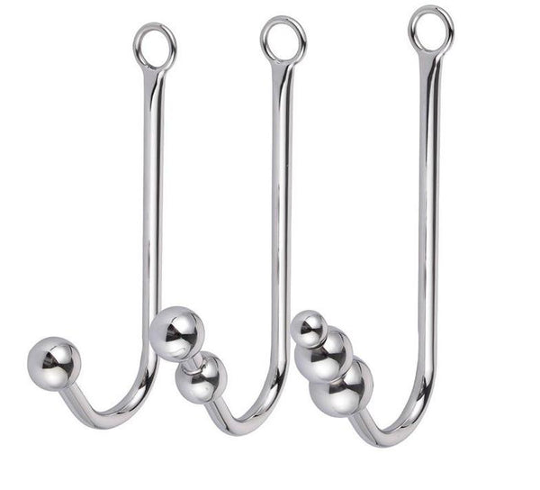 Stainless Steel  Anal Hook With Balls O Ring Butt Plug Anal Balls & Beads
