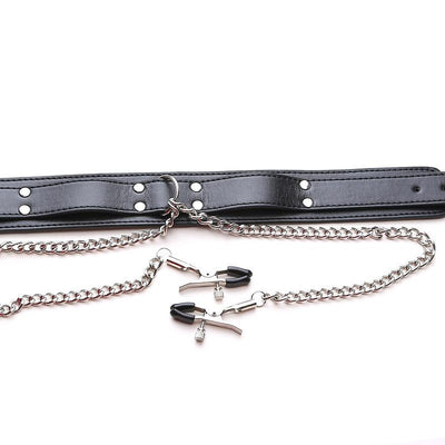 Slave Collar Nipple Clamps Chains  Kink  Fetish Restraints Nipple & Clitoral Toys