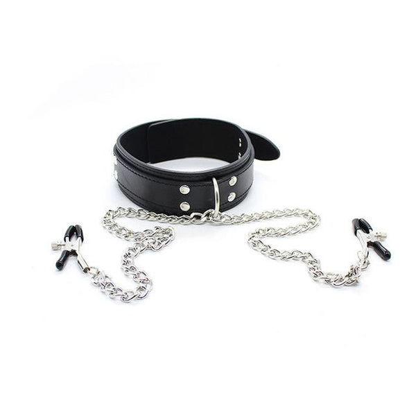 Slave Collar Nipple Clamps Chains  Kink  Fetish Restraints Nipple & Clitoral Toys