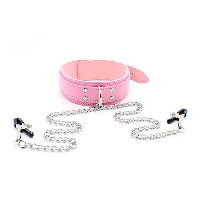 Slave Collar Nipple Clamps Chains  Kink  Fetish Restraints Nipple & Clitoral Toys